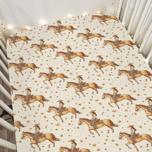 Retro Western Cowgirl Stars Crib Sheets 52x28