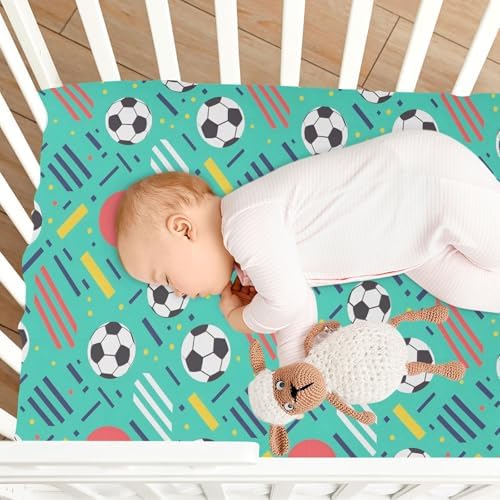 MNSRUU Crib Sheets for Boys Girls with Soccer Balls Design