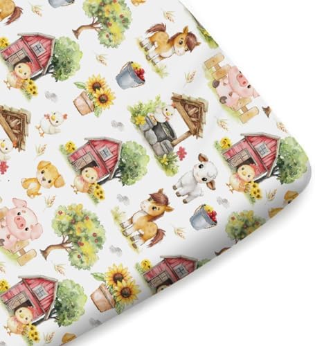 KASTLEE Farm Animals Crib Sheet for Baby and Toddler
