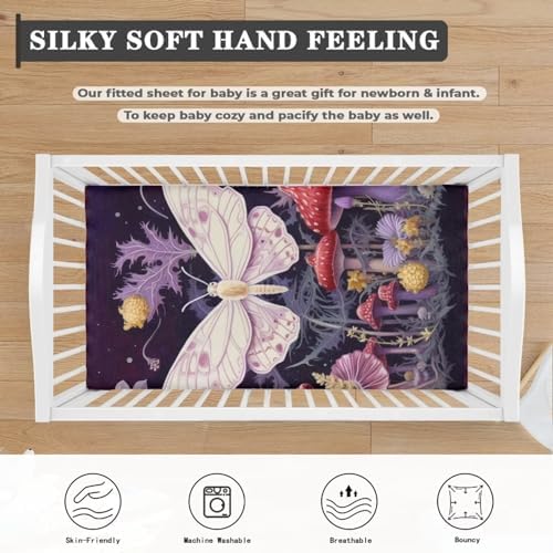 Hinthetall Mushroom Moth Crib Sheet - 1 Pack