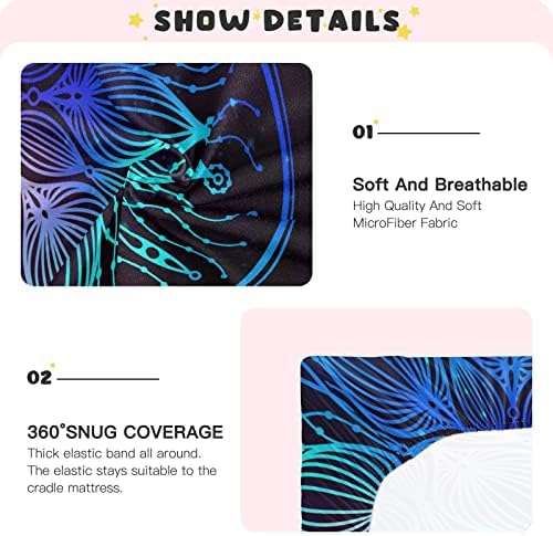 ALAZA Blue Mandala Lotus Crib Sheets for Boys Girls Toddler