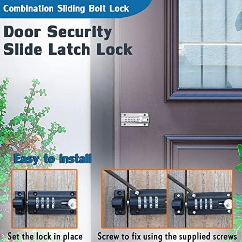 VRESOURCING Combination Door Slide Latch Lock with 4 Digit Pin Code