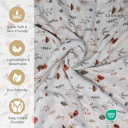 Kiddolove Muslin Swaddle Blankets 3 Pack Forest Theme