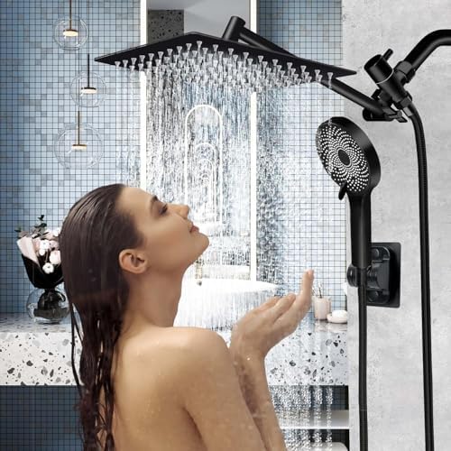 Nottia 10 Inch Rain Shower Head with Handheld Combo and Extension Arm