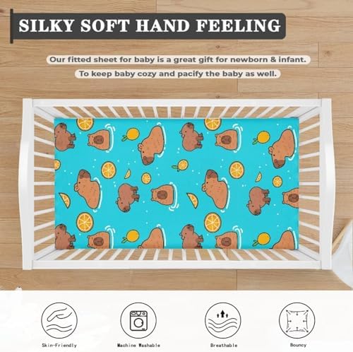 Hinthetall Cute Capybar Crib Sheet for Baby