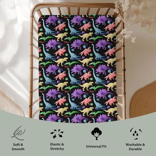Pastel Dinosaurs Baby Crib Sheets 52x28 Inch Gender Neutral