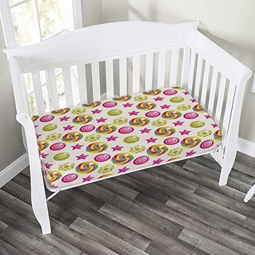 XISUNYA Decorative Crib Sheet Set 28x52x8 Rainbow Swirl Print