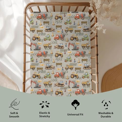 Construction Truck Baby Crib Sheets 52x28In