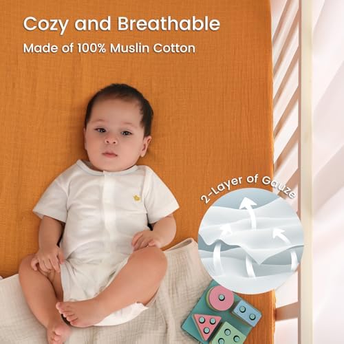 Davids Kids Muslin Crib Sheets 2 Pack Beige Ginger