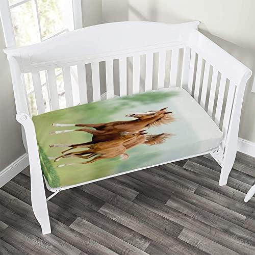 XISUNYA Horse Print Crib Sheet Set 28x52