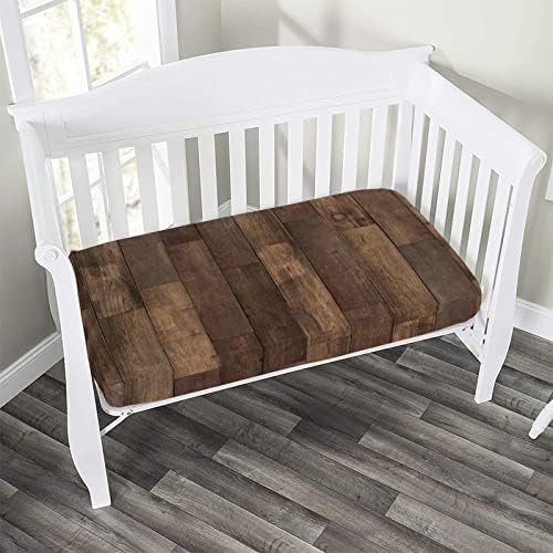 XISUNYA Retro Weathered Wood Plank Crib Sheet Set