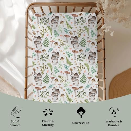 ZoUbqchY Vintage Mushroom Crib Sheets 52x28inch
