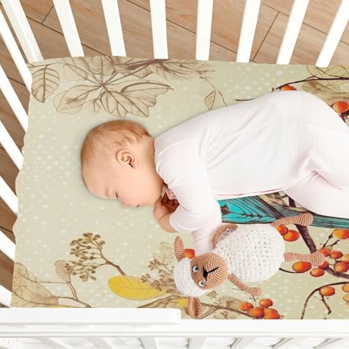 Jihqo Beautiful Forest Bird Crib Sheets Pack N Play