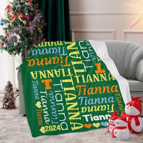 Custom Blanket with Name Text Personalized Green Swaddling Blanket for Baby Shower
