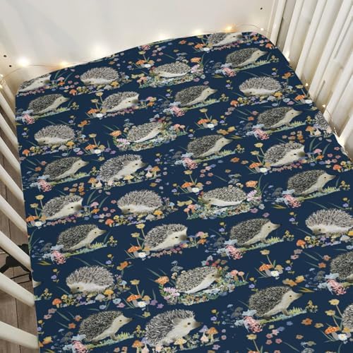 Happy Hedgehogs Cartoon Crib Sheets 28x52