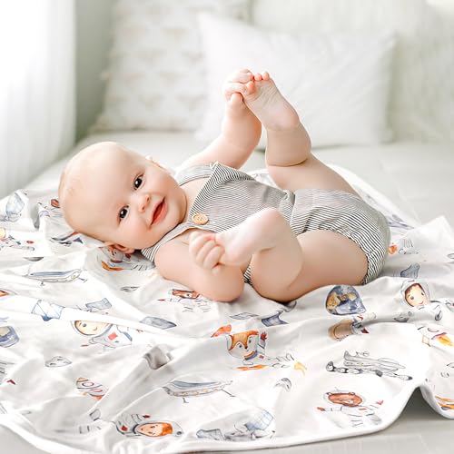 GRSSDER Swaddle Blankets 2 Pack - Soft Jersey Knit for Baby Boys