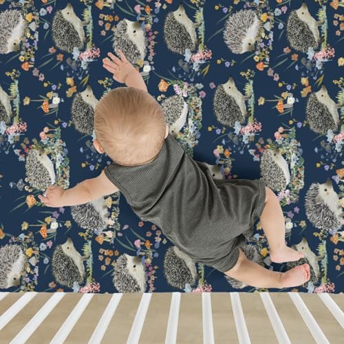 Happy Hedgehogs Cartoon Crib Sheets 28x52