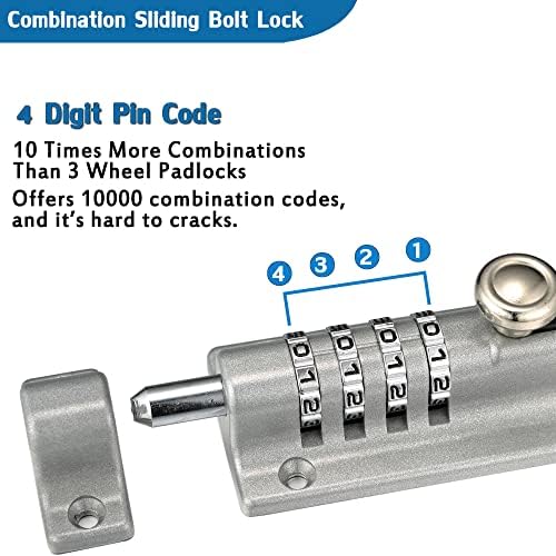 VRESOURCING Combination Door Slide Latch Lock with 4 Digit Pin Code