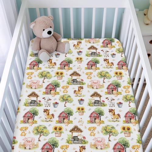 KASTLEE Farm Animals Crib Sheet for Baby and Toddler