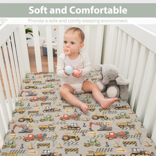 Construction Truck Baby Crib Sheets 52x28In