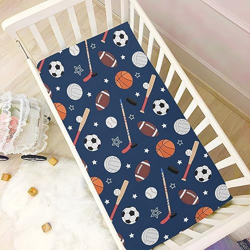 Shji Baby Crib Sheet Team Sports Design 52x28in 1