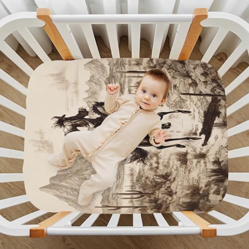 Jihqo Western Desert Cowboys Crib Sheets Pack N Play Soft Breathable