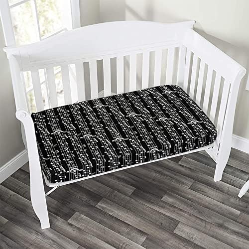 XISUNYA Black Music Print Crib Sheet Set