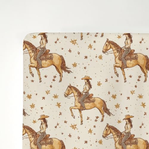 Retro Western Cowgirl Stars Crib Sheets 52x28