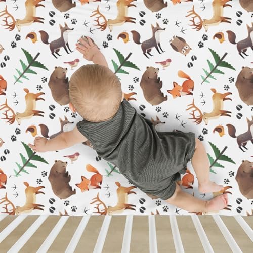 Cute Animals Crib Sheets for Boy Girl 28x52 Inch
