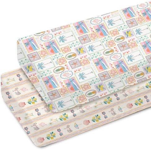 Bright Summer Beach Girly Crib Sheets 2 Pack 1