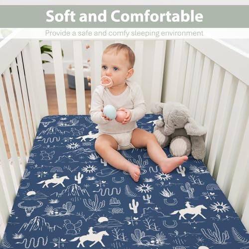Western Cowboy Baby Crib Sheets 52x28 Inch Soft Fitted Mattress Cover