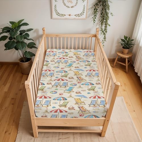 Summer Beach Baby Crib Sheets 52x28 Fitted Set