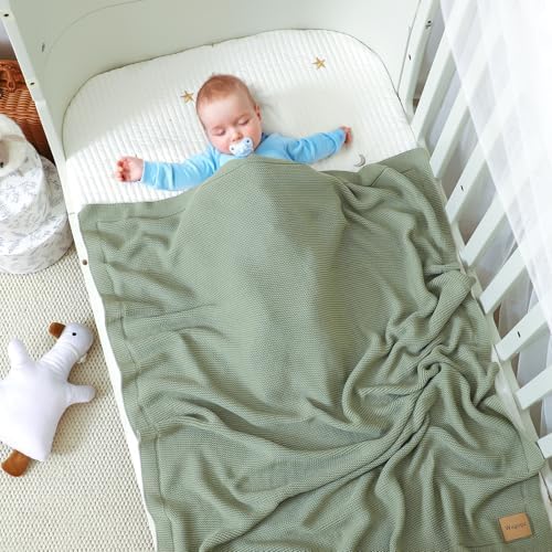 Wugugu 30x40 Inch Baby Blanket Soft Knit for Boys Girls