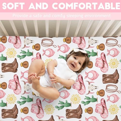 Pink Cowgirl Baby Crib Sheet 52x28 Soft Breathable