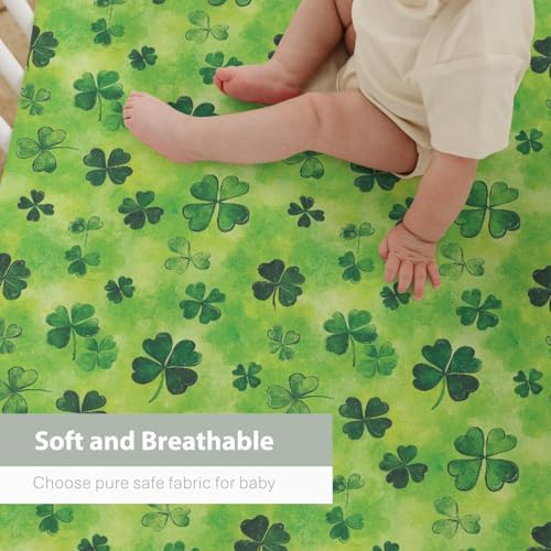 ZoUbqchY Green Lucky Shamrocks Crib Sheets 52x28 Inch