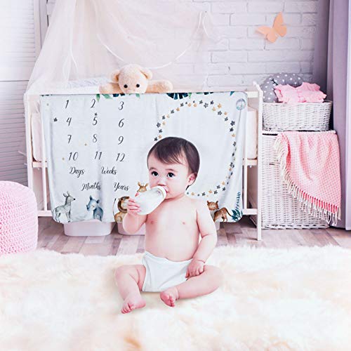Baby Monthly Milestone Blanket - 55x40 Inches Soft Fleece