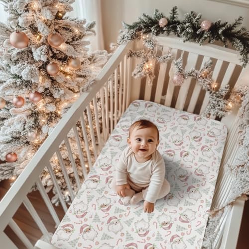 Christmas Santa Crib Sheet 52x28 for Baby Boy Girl