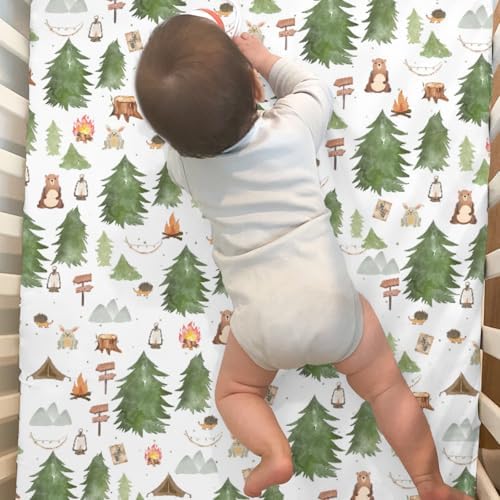 Camping Animals Crib Sheets 2 Pack Bear Bunny Hedgehog 1