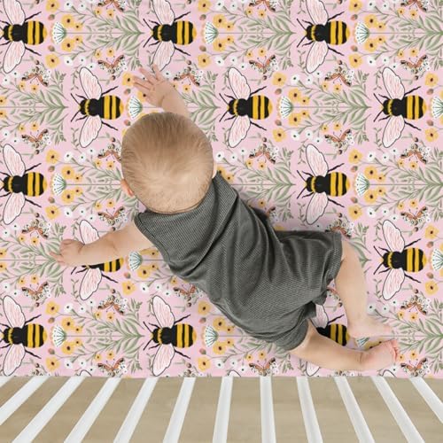 Bee Honey Garden Crib Sheets 52x28 52x28x9 Fitted
