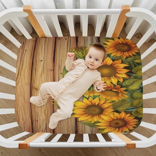 Jihqo Wooden Sunflower Crib Sheets Pack N Play 39 x 27