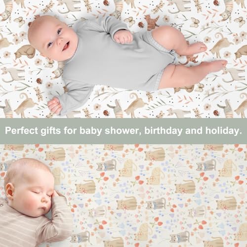 Cute Cat Boho Floral Crib Sheets 28x52 Inches 2 Pack