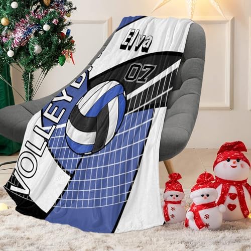 Custom Name Blanket Volleyball Blue Swaddling for Baby Shower Gift 30x40inch