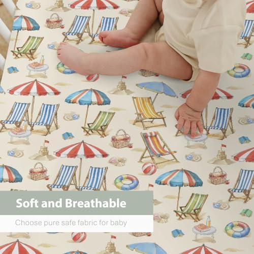 Summer Beach Baby Crib Sheets 52x28 Fitted Set