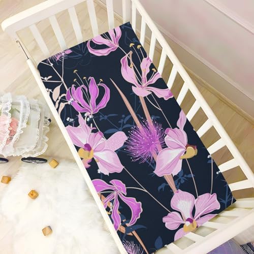 FASHONFASCIN Crib Sheets Flower Print Soft Fitted
