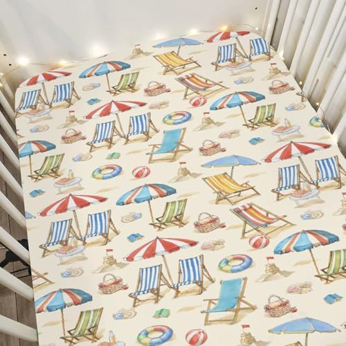 Summer Beach Baby Crib Sheets 52x28 Fitted Set