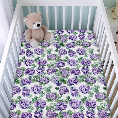 KASTLEE Purple Hydrangea Fitted Crib Sheets 52x28