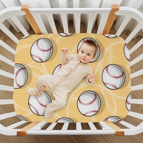 Gbjiemia Baseball Crib Sheets for Baby Boys Girls