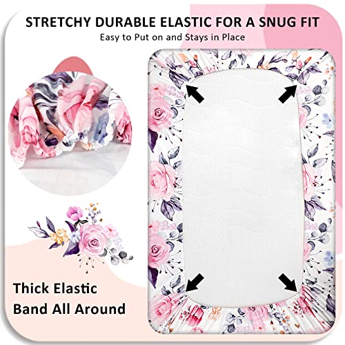 Floral Crib Sheets for Baby Girls 2 Pack