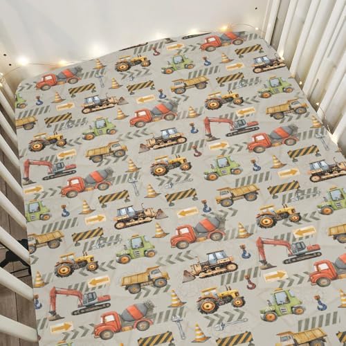 Construction Truck Baby Crib Sheets 52x28In