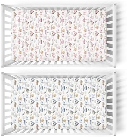 Watercolor Airplanes Helicopters Baby Crib Sheets 2 Pack